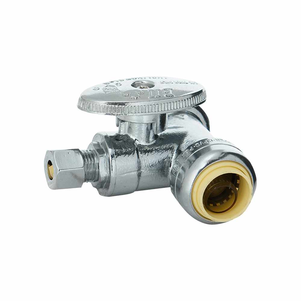 Valve en Té 1/2 po push x 1/4 po comp