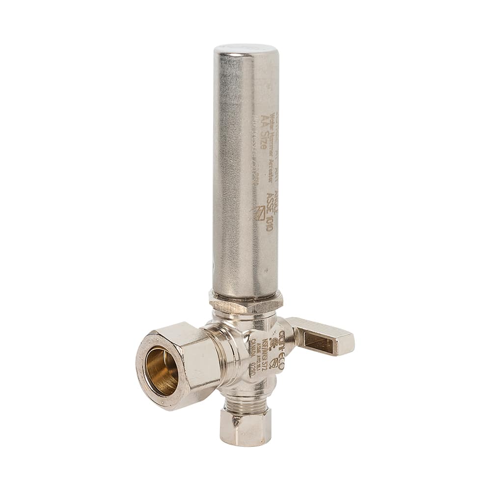 Robinet d'arrêt coudé antibélier 5/8 po x 3/8 po compression