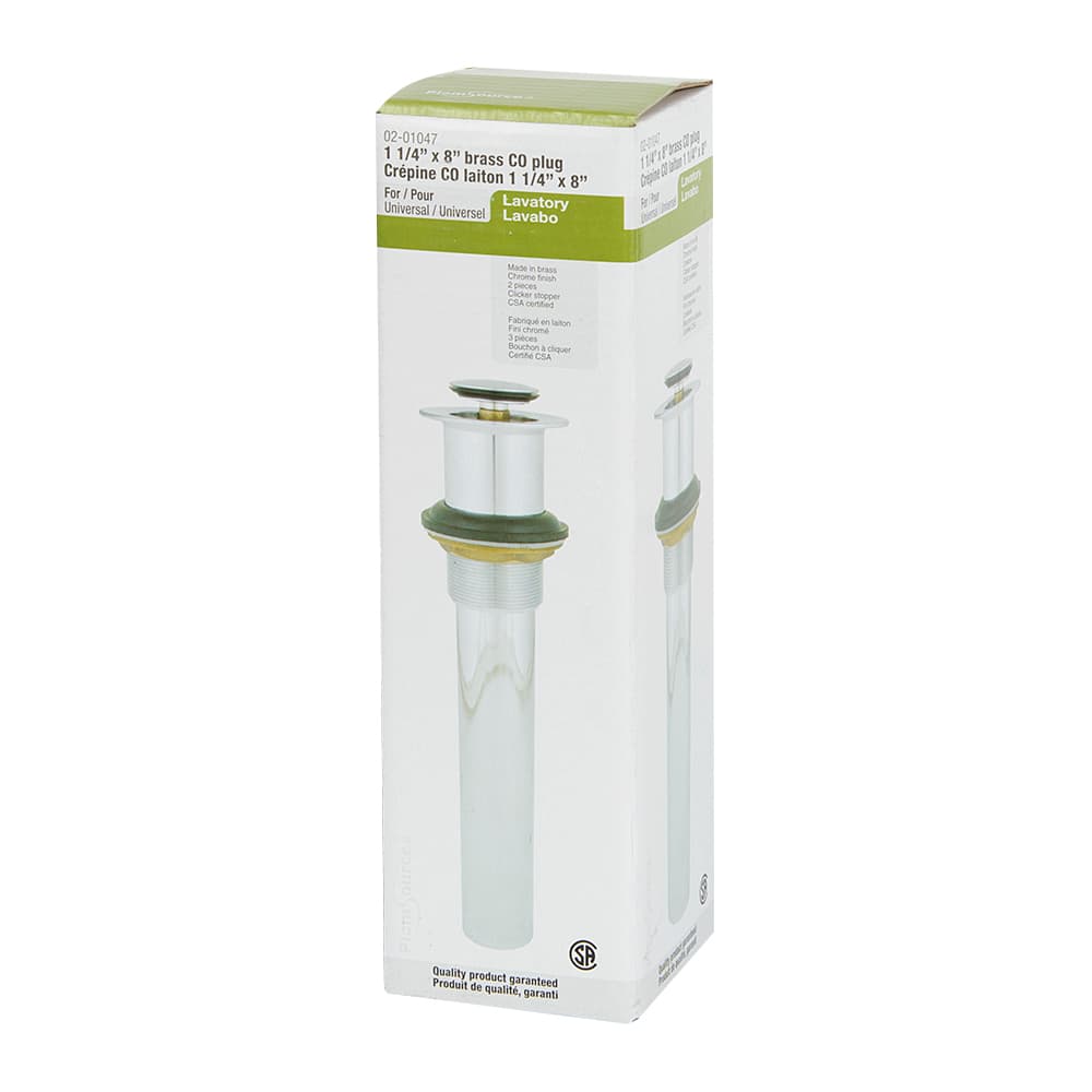 Sink Pop-Out Plug 1 1/4 in. X 8 in. W/O Overflow Chrome