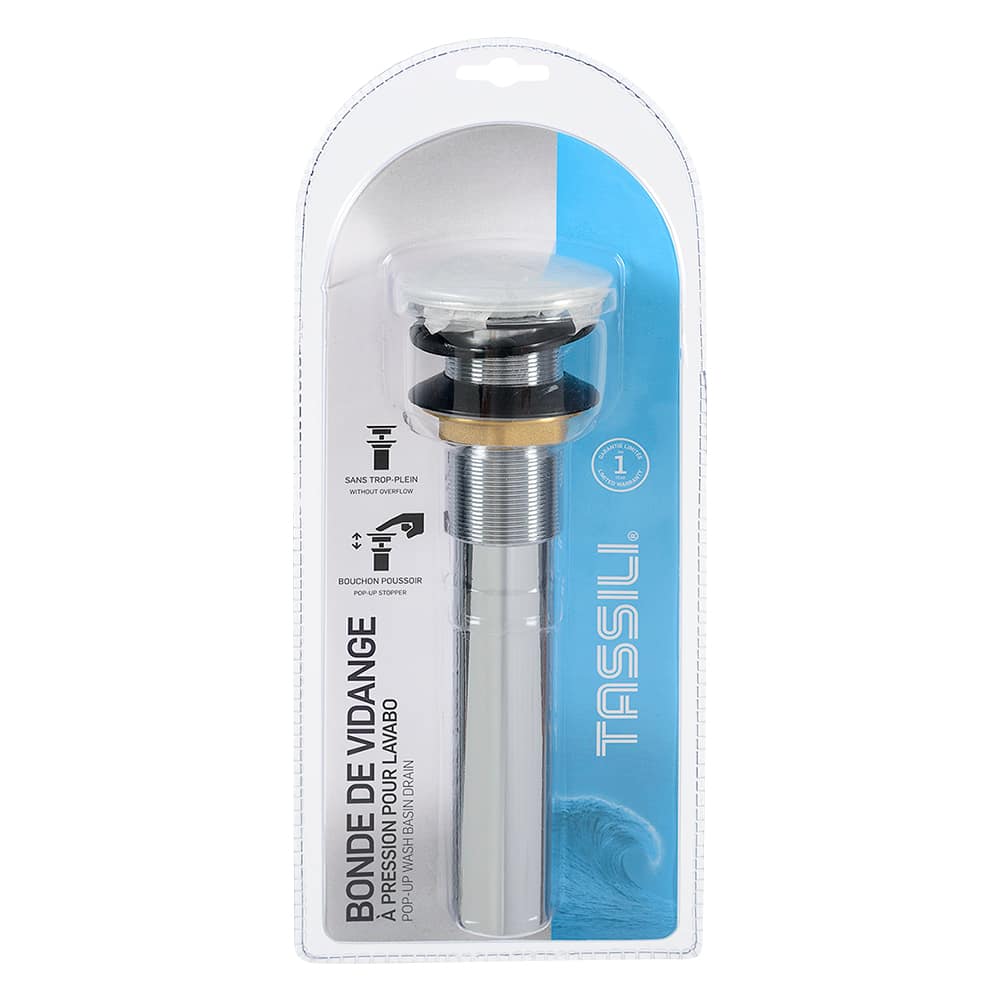 TASSILI Pop-Up Drain for Wash Basin W/O Overflow Chrome