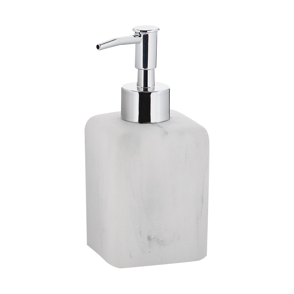 Distributeur à savon en céramique effet marbre blanc