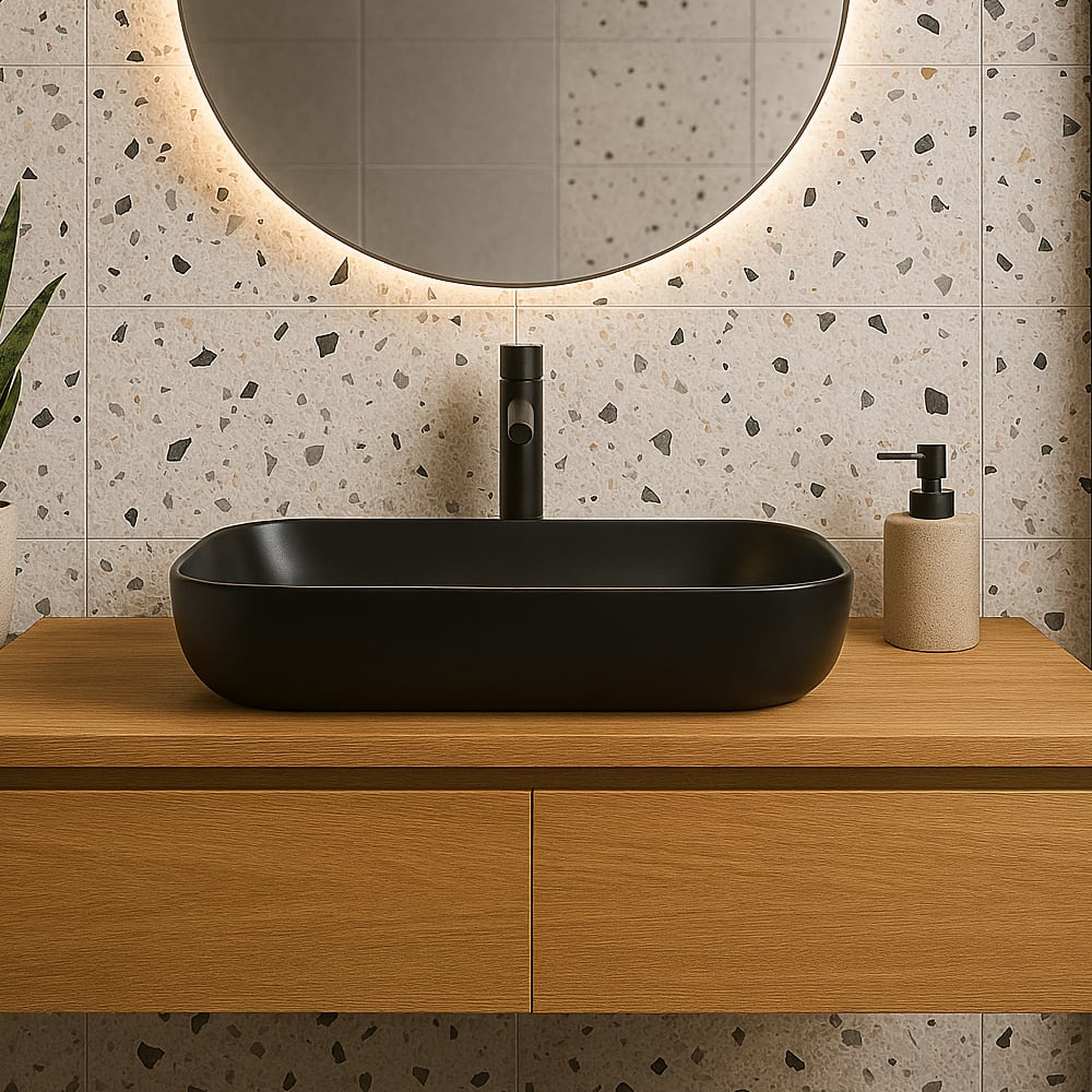 Vasque rectangulaire en porcelaine noire Tosca 18&nbsp;1/8 po&nbsp;x&nbsp;13&nbsp;po TASSILI SUPRA