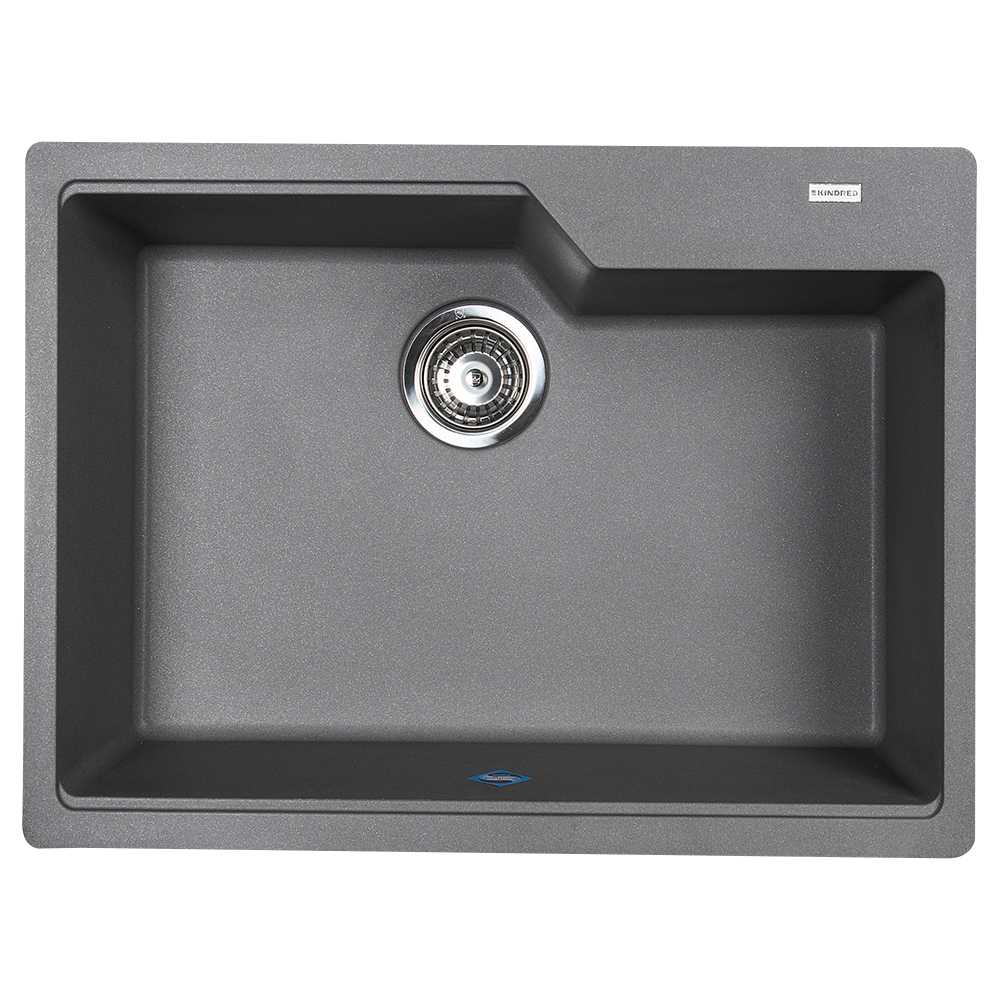 Évier de cuisine simple en granit gris pierre 22 1/16 po x 19 11/16 po KINDRED