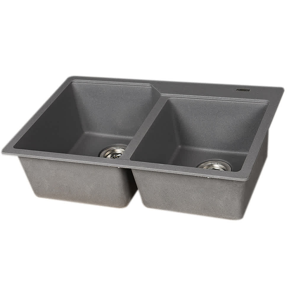 Évier de cuisine double en granit gris pierre 30 11/16&nbsp;po&nbsp;x&nbsp;19 11/16&nbsp;po KINDRED