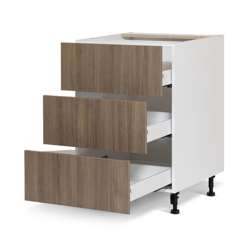 Armoire de cuisine Fashionista module de bas 3 tiroirs 24&nbsp;po