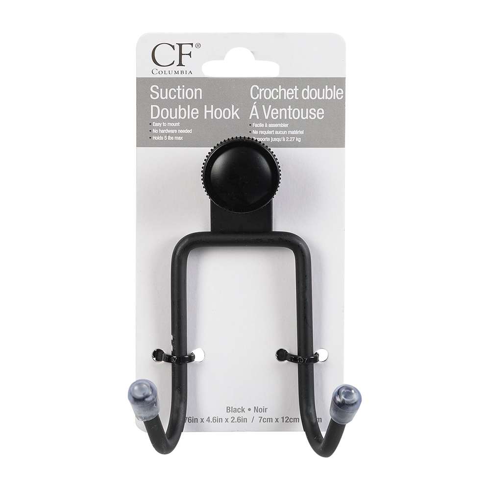 Crochet double à ventouse noir