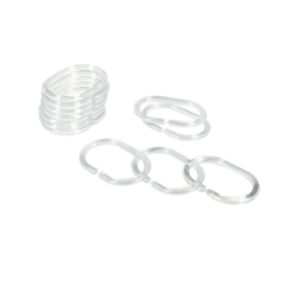 Crochets pour rideau de douche clair Pqt/12