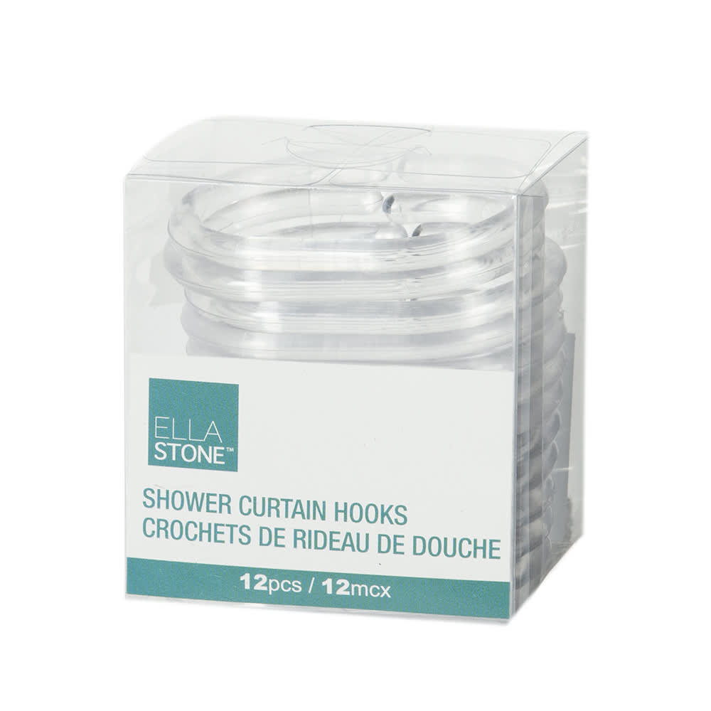 Crochets pour rideau de douche clair Pqt/12