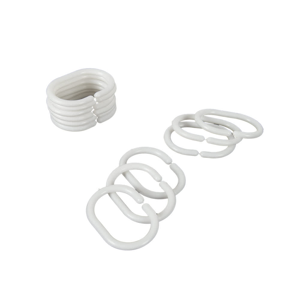 Crochets pour rideau de douche blanc Pqt/12