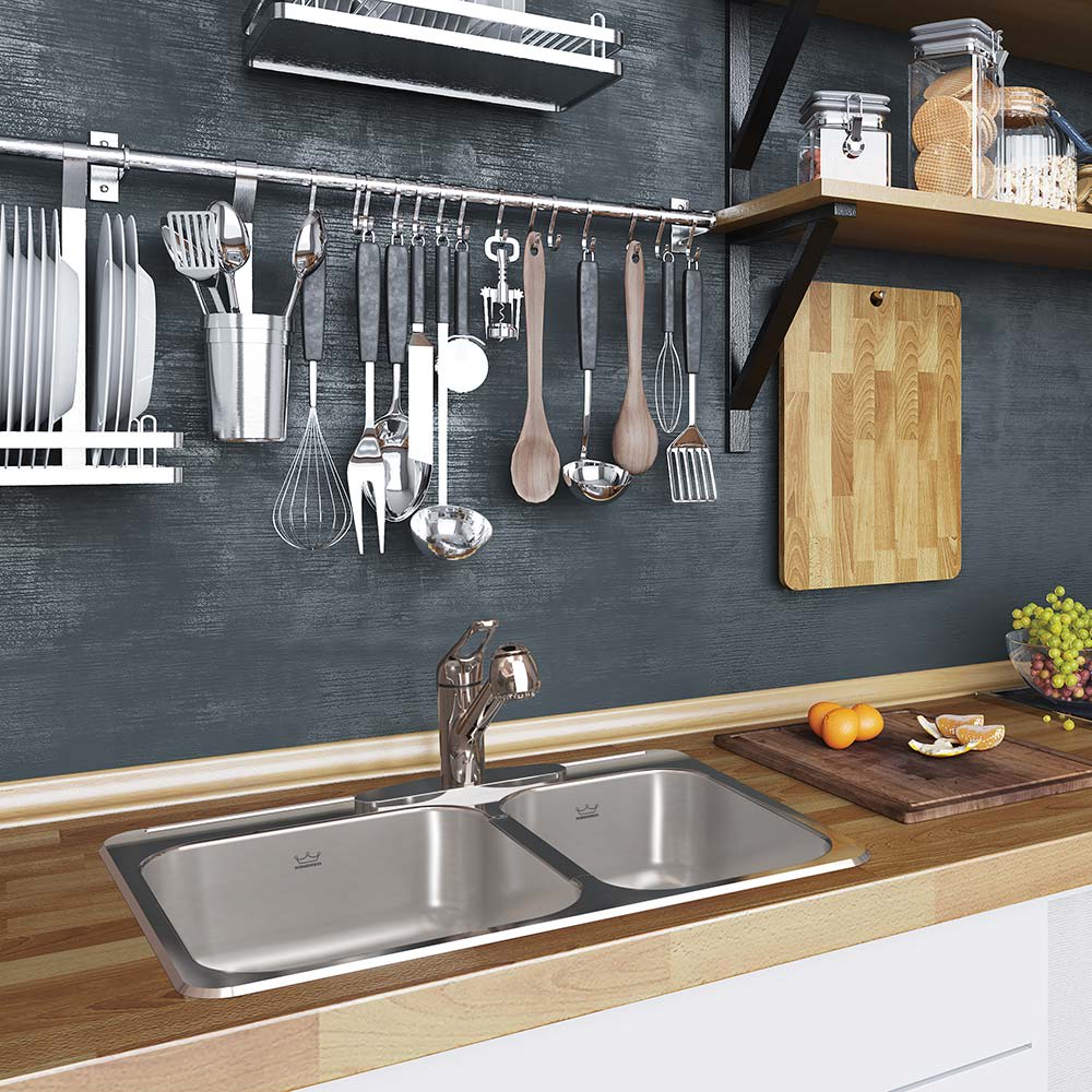 Évier de cuisine double en acier inoxydable 27 1/4 po x 20 9/16 po KINDRED