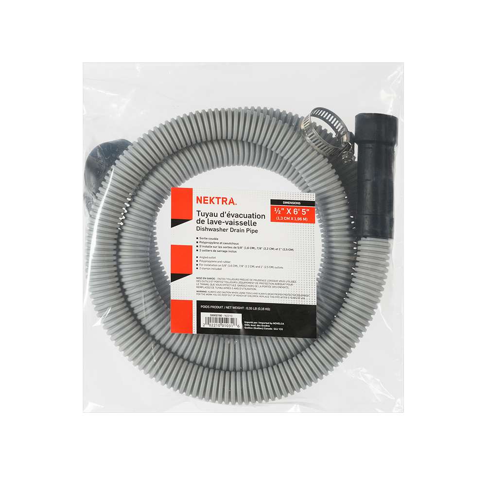 Tuyau d'évacuation de lave-vaisselle 6&nbsp;pi&nbsp;5&nbsp;po NEKTRA