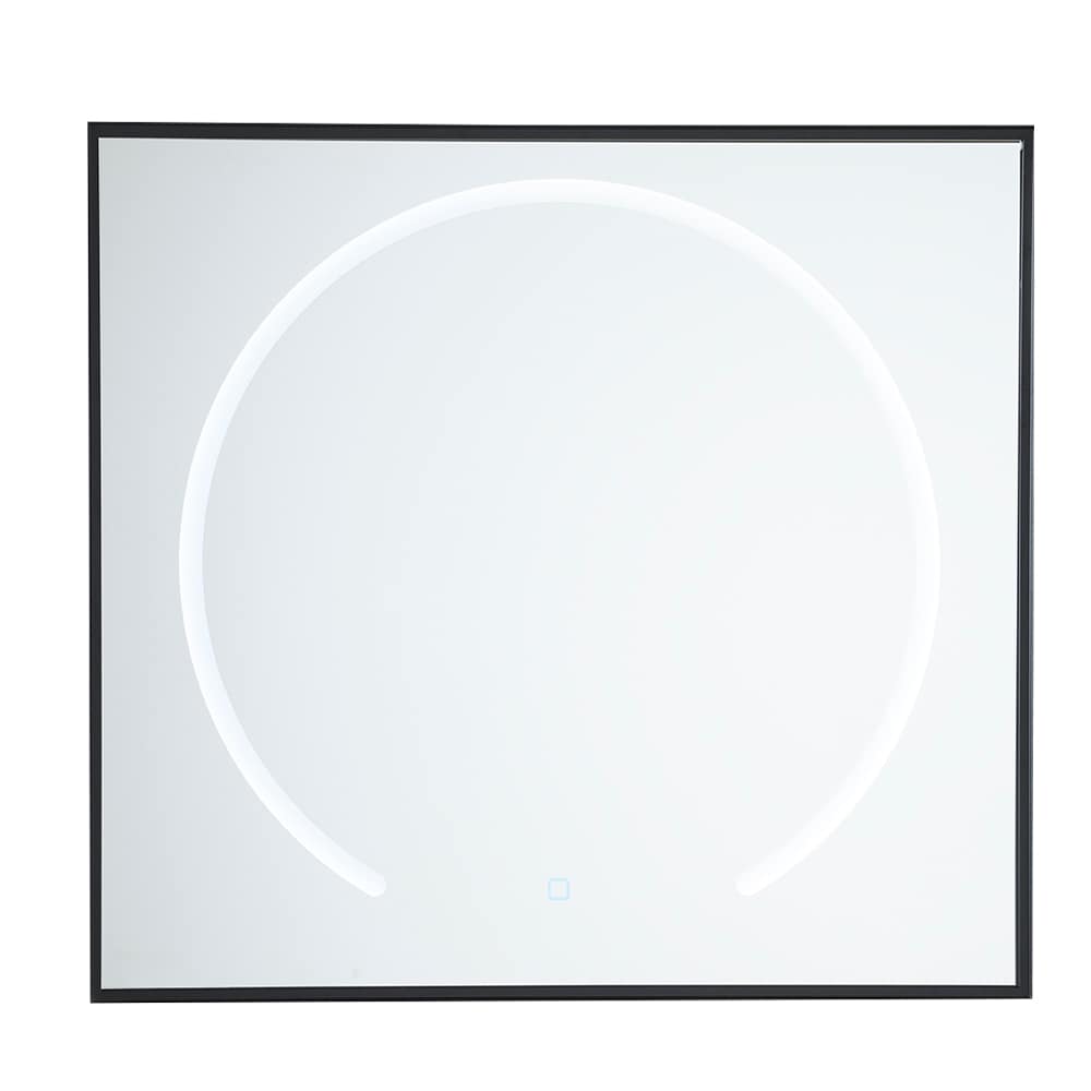 Miroir lumineux à DEL Elina avec cadre en aluminium noir mat 31&nbsp;1/2&nbsp;po&nbsp;x&nbsp;29&nbsp;1/2&nbsp;po TASSILI SUPRA