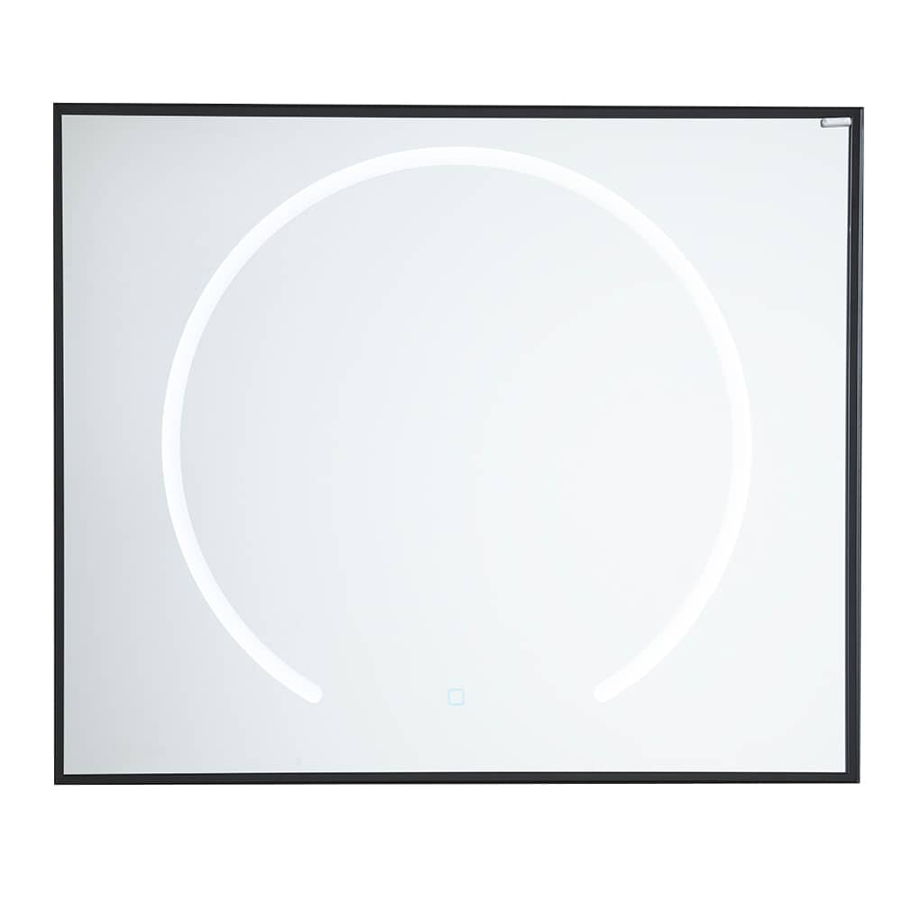 Miroir lumineux à DEL Elina avec cadre en aluminium noir mat 35&nbsp;7/16&nbsp;po&nbsp;x&nbsp;29&nbsp;1/2&nbsp;po TASSILI SUPRA