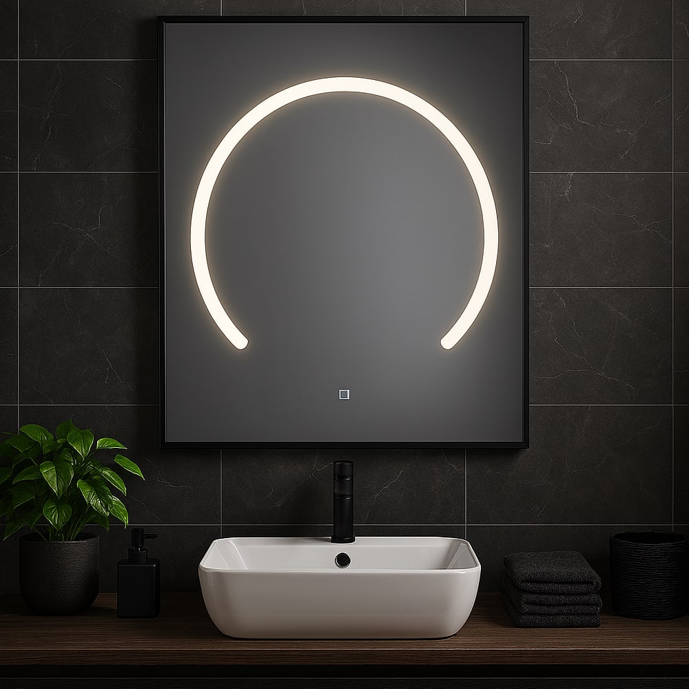 Miroir lumineux à DEL Elina avec cadre en aluminium noir mat 35&nbsp;7/16&nbsp;po&nbsp;x&nbsp;29&nbsp;1/2&nbsp;po TASSILI SUPRA