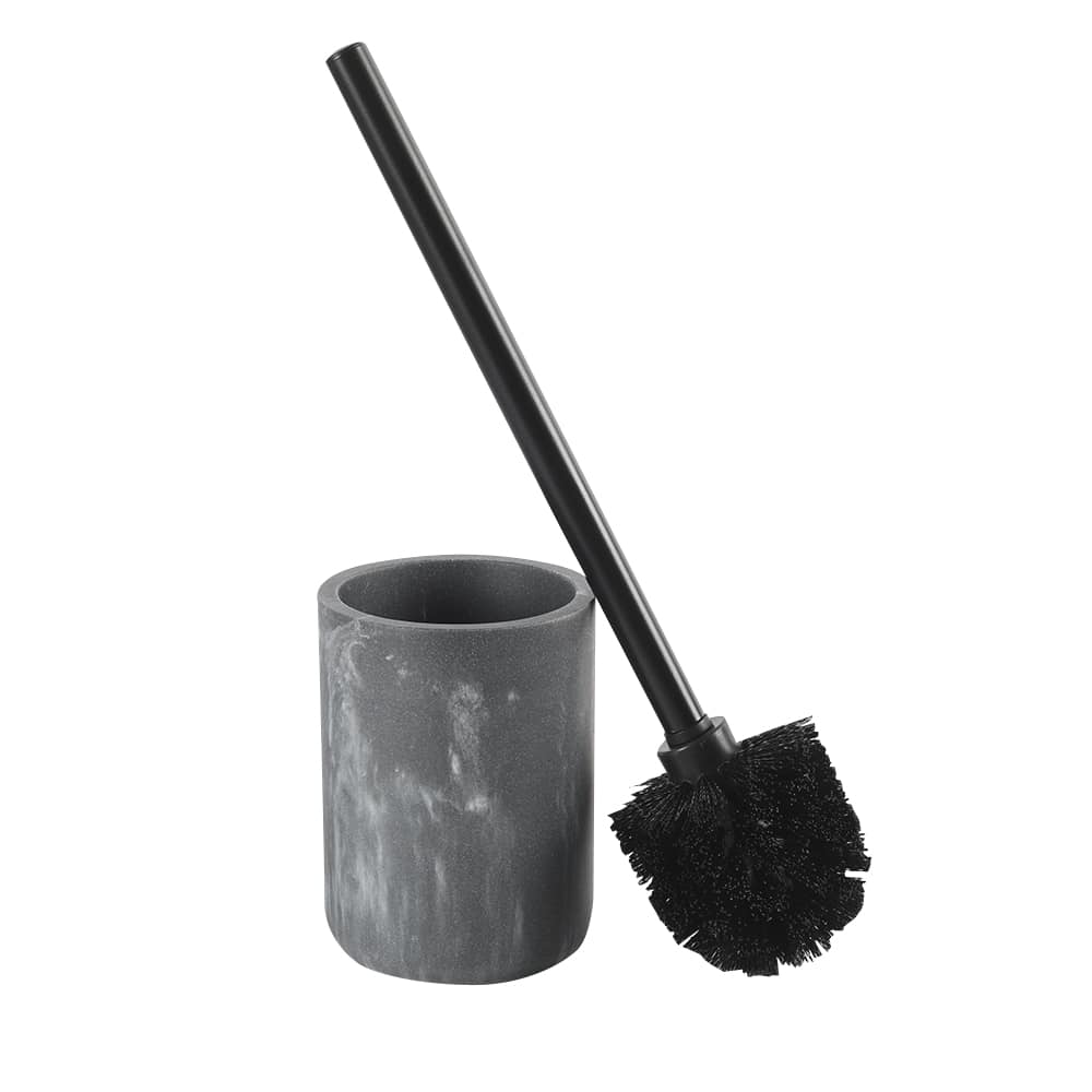 Brosse à toilette avec support en polyrésine effet marbre gris
