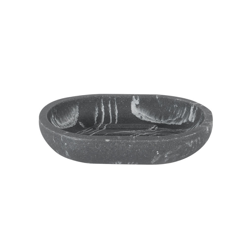 Porte-savon en polyrésine effet marbre gris