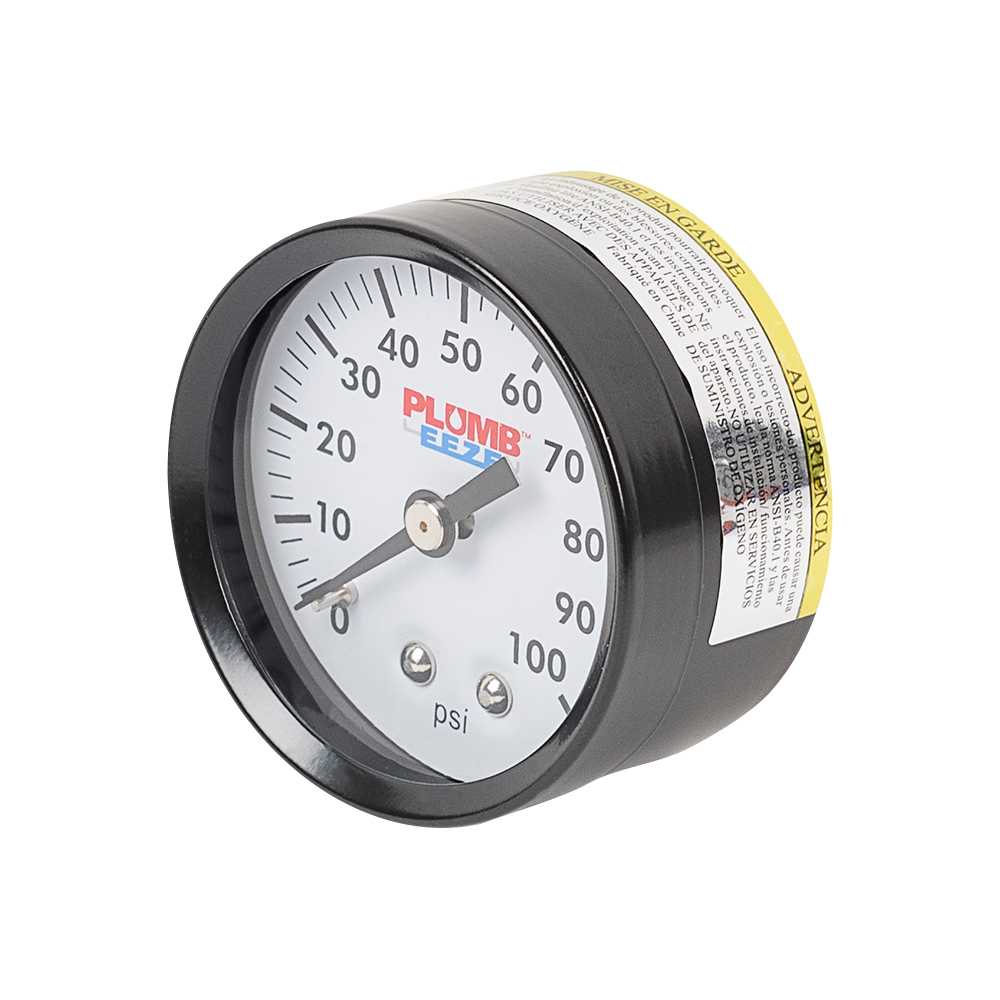 Manomètre raccord 1/8 po FPT pression 0 à 100 psi