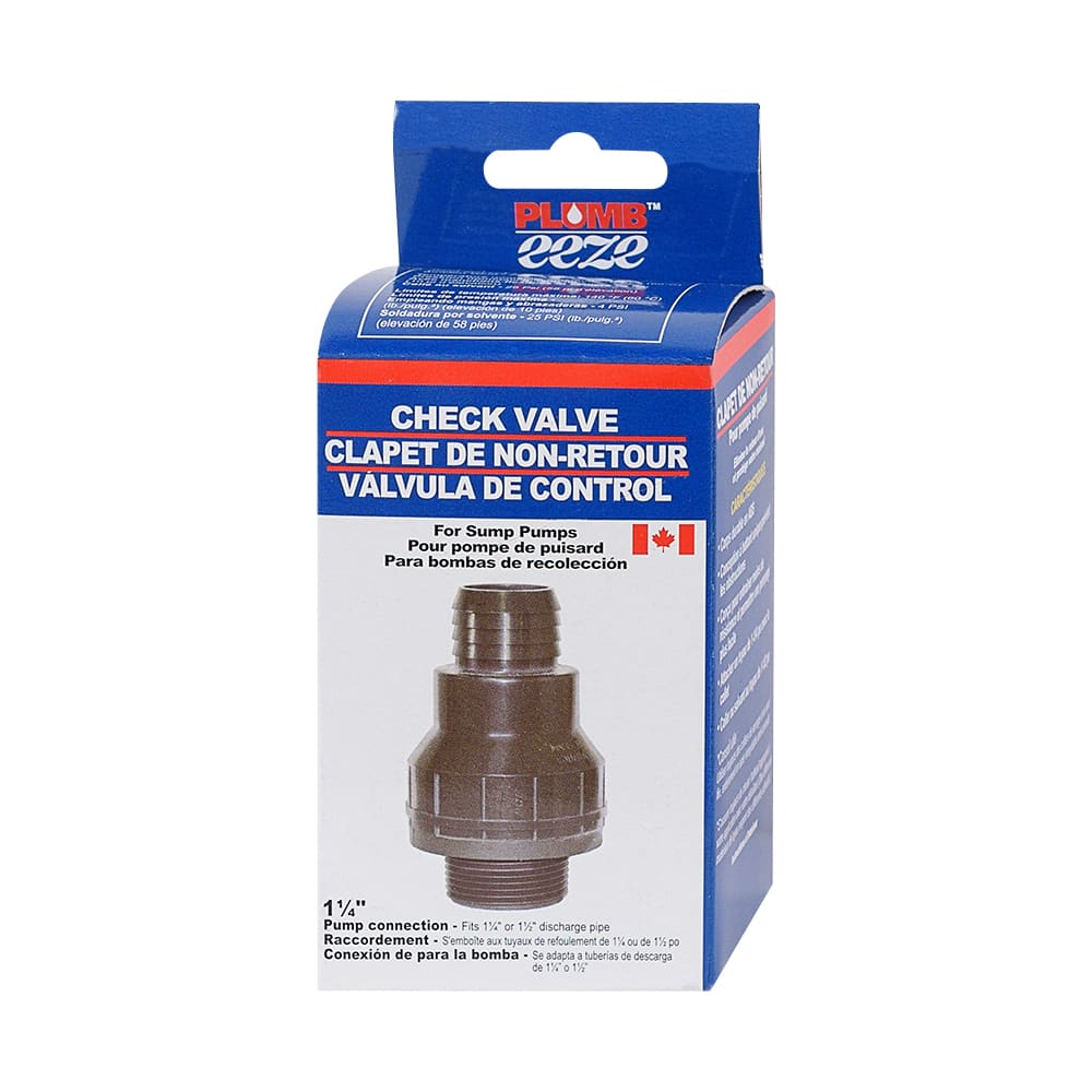 Clapet antiretour pour pompe puisard  1 1/4 po