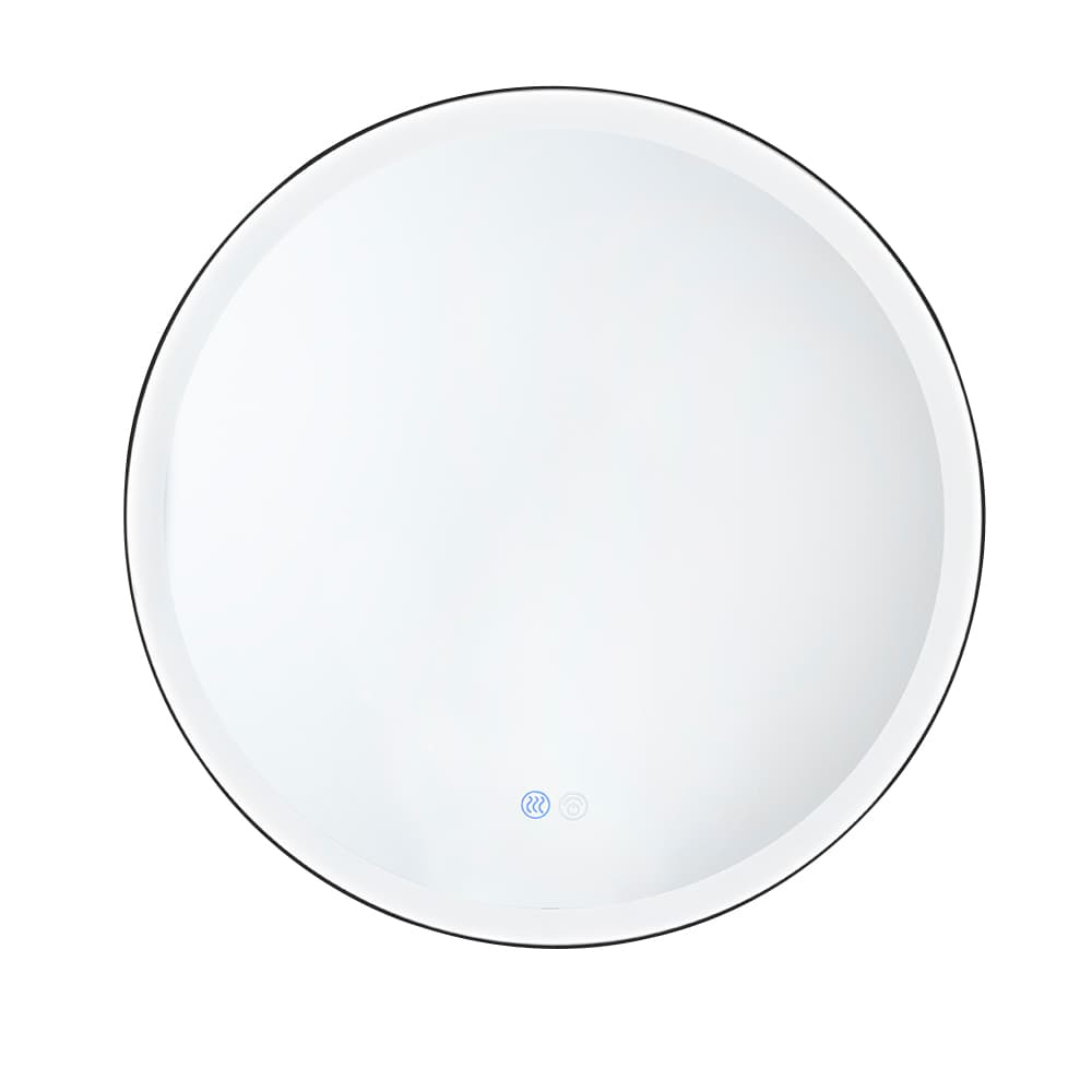 Miroir rond lumineux à DEL avec cadre en aluminium noir mat 27 9/16 po TASSILI SUPRA