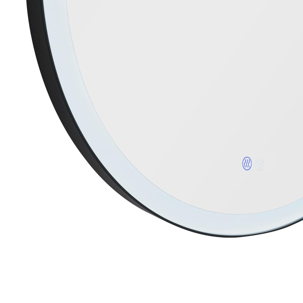 Miroir rond lumineux à DEL avec cadre en aluminium noir mat 27 9/16 po TASSILI SUPRA