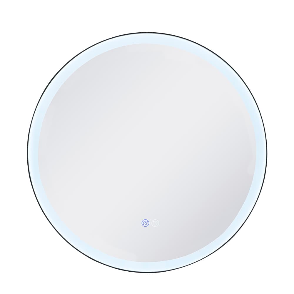 Miroir rond lumineux à DEL avec cadre en aluminium noir mat 27 9/16 po TASSILI SUPRA