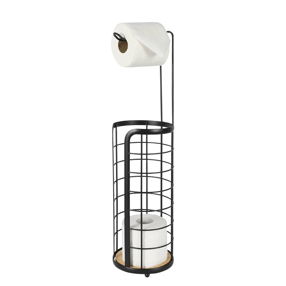 Porte-papier hygiénique sur pied avec rangement noir