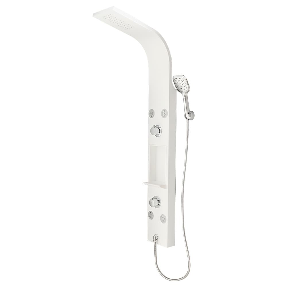 Colonne de douche thermostatique multifonction et douchette Paola blanche chrome TASSILI