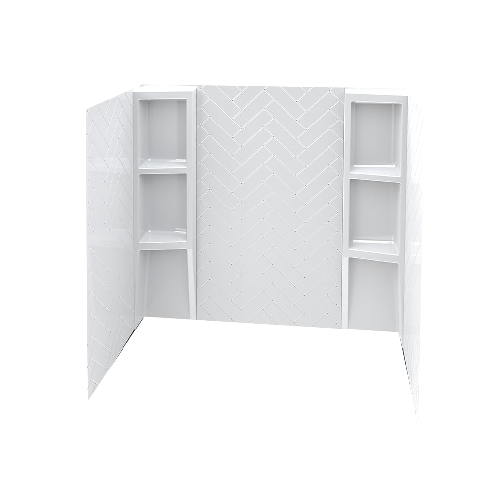 Contour de baignoire Chevron/Uniforme blanc 58 po