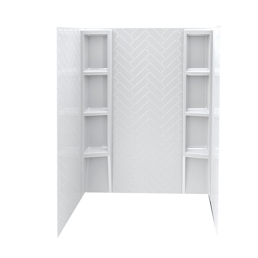 Contour de baignoire ou de douche Chevron/Uniforme blanc 80 po