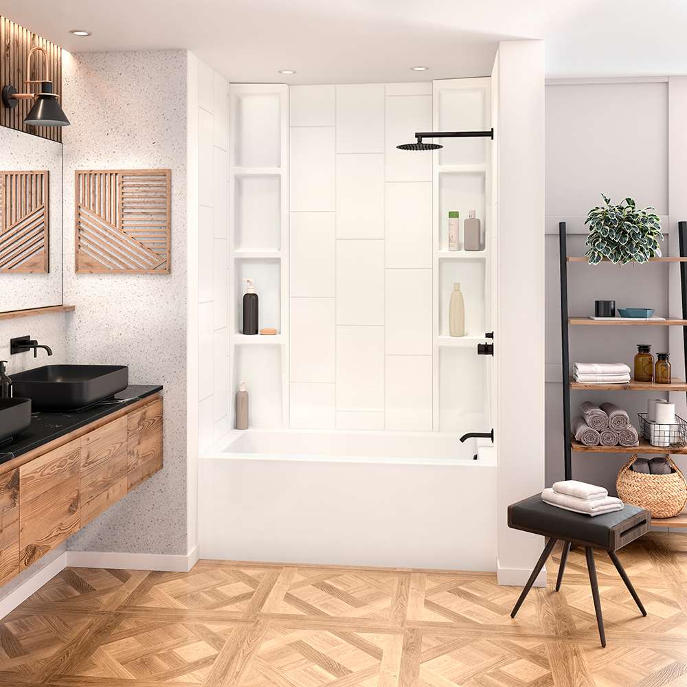 Contour de baignoire ou de douche Vertical/Uniforme blanc 80 po