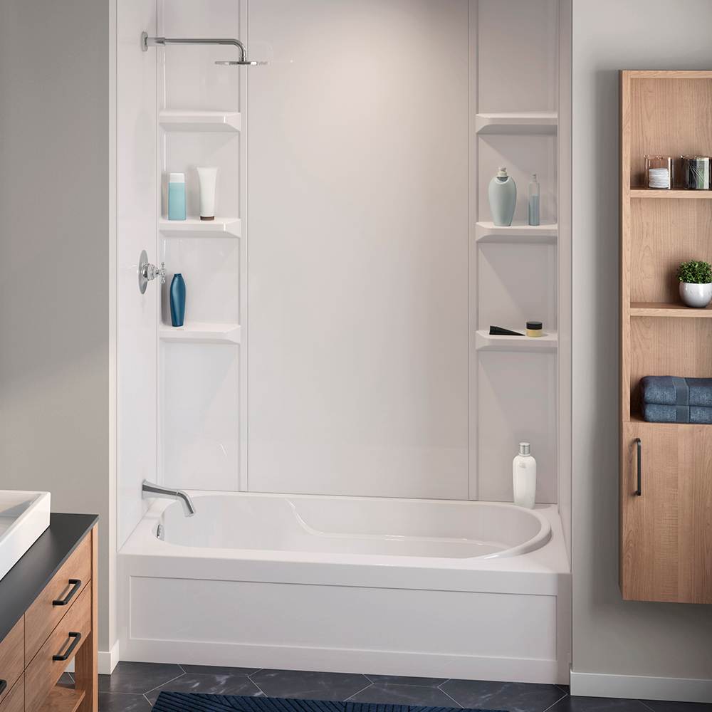 Contour de baignoire ou de douche Uni/Minimaliste blanc 80 po