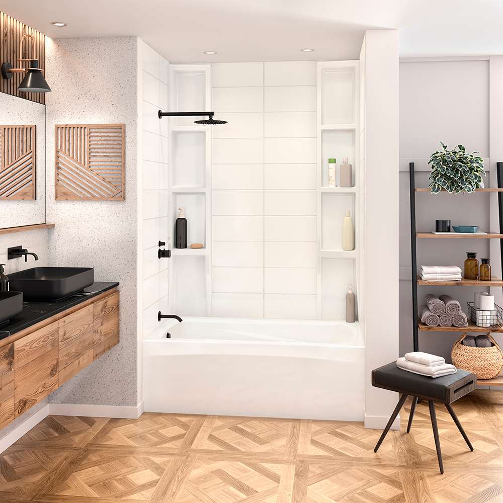 Contour de baignoire-douche Métro Contemporain/Uniforme blanc 80 po