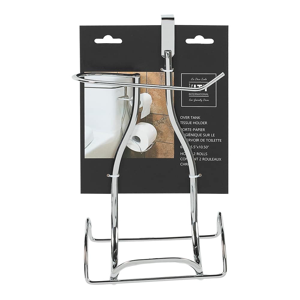 Porte-papier hygiénique avec crochet pour réservoir chrome