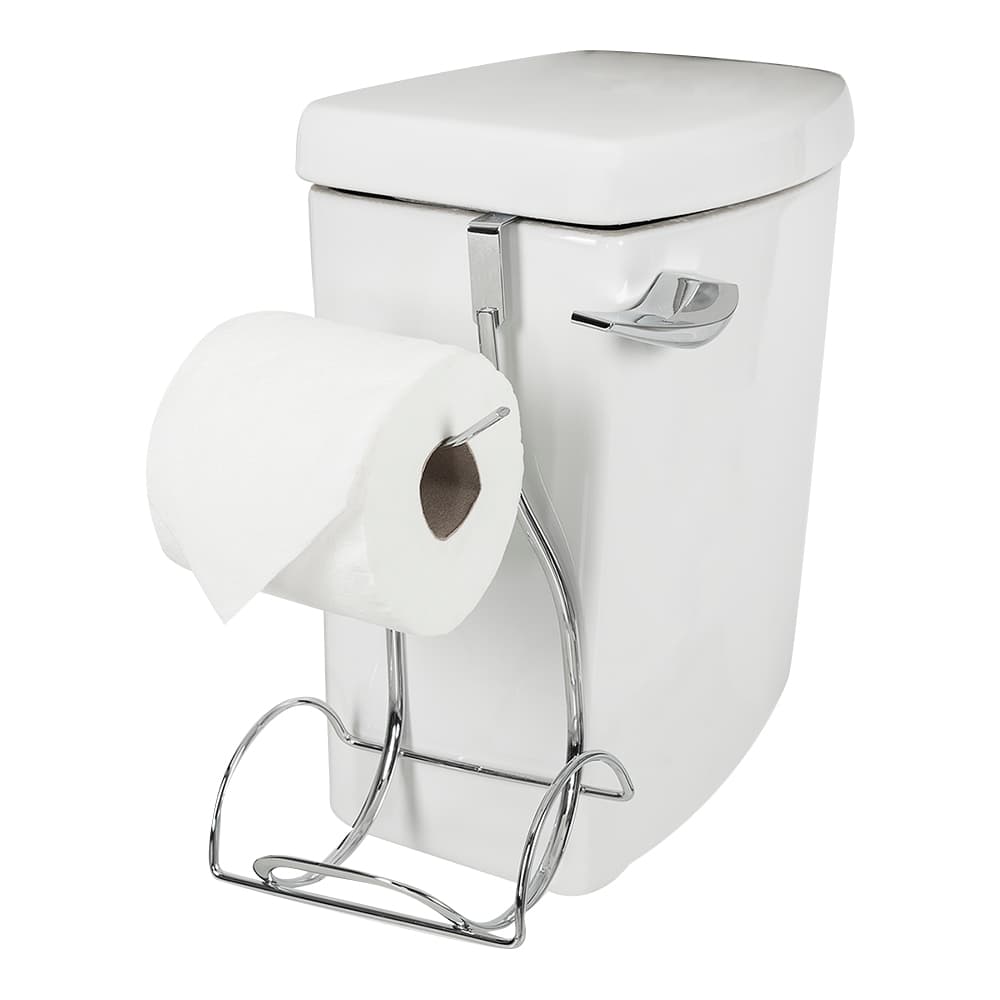 Porte-papier hygiénique avec crochet pour réservoir chrome