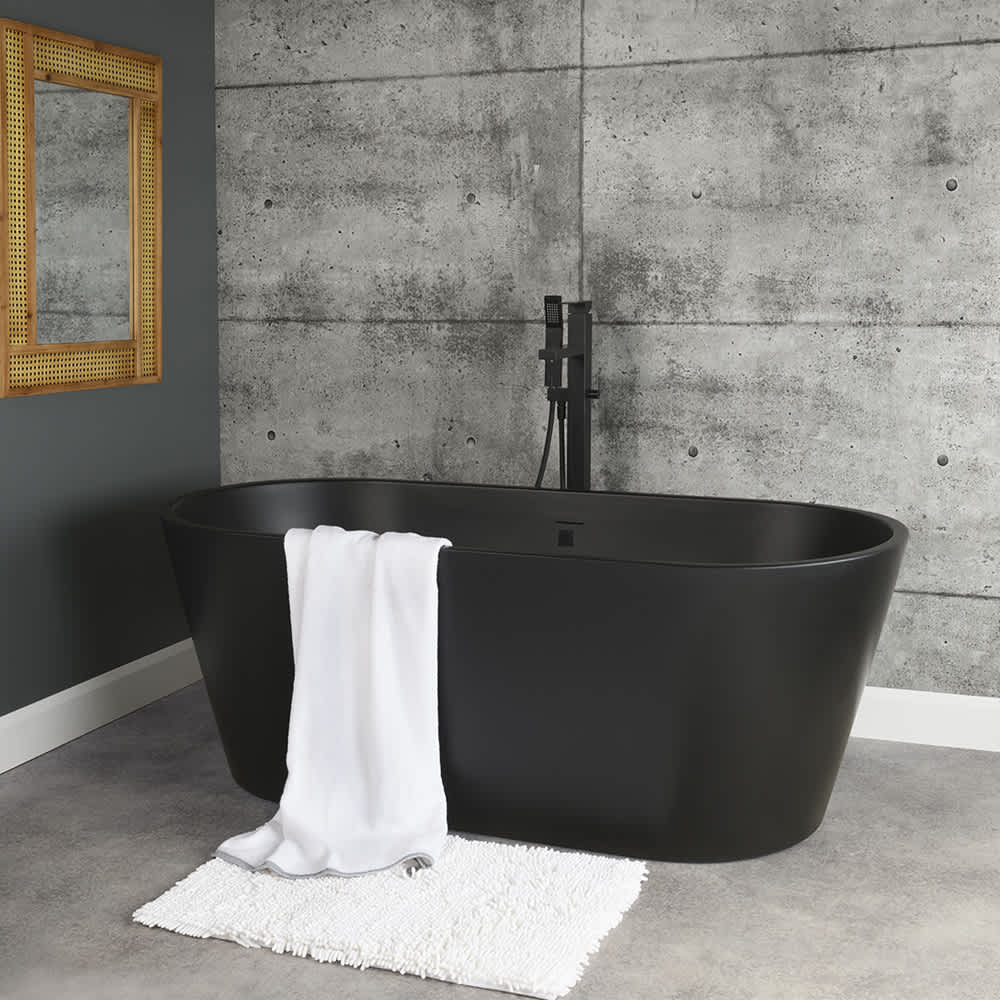 TASSILI SUPRA Fundy Freestanding Bathtub Central Drain 60 in. x 31 in.