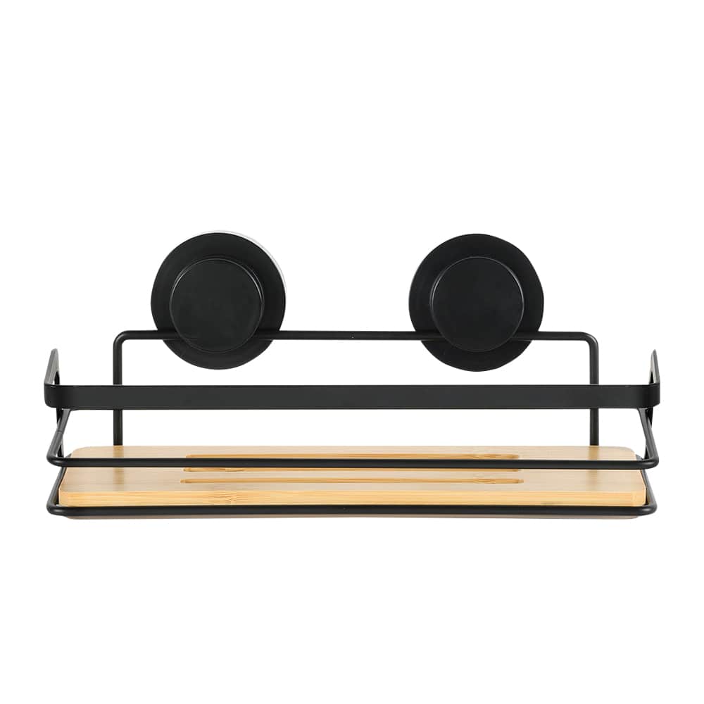 Tablette de douche à ventouses naturelle et noire TASSILI