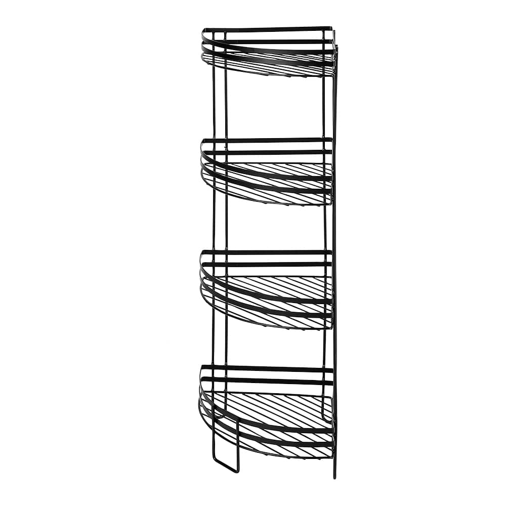 Rangement en coin sur pied 4 tablettes noir