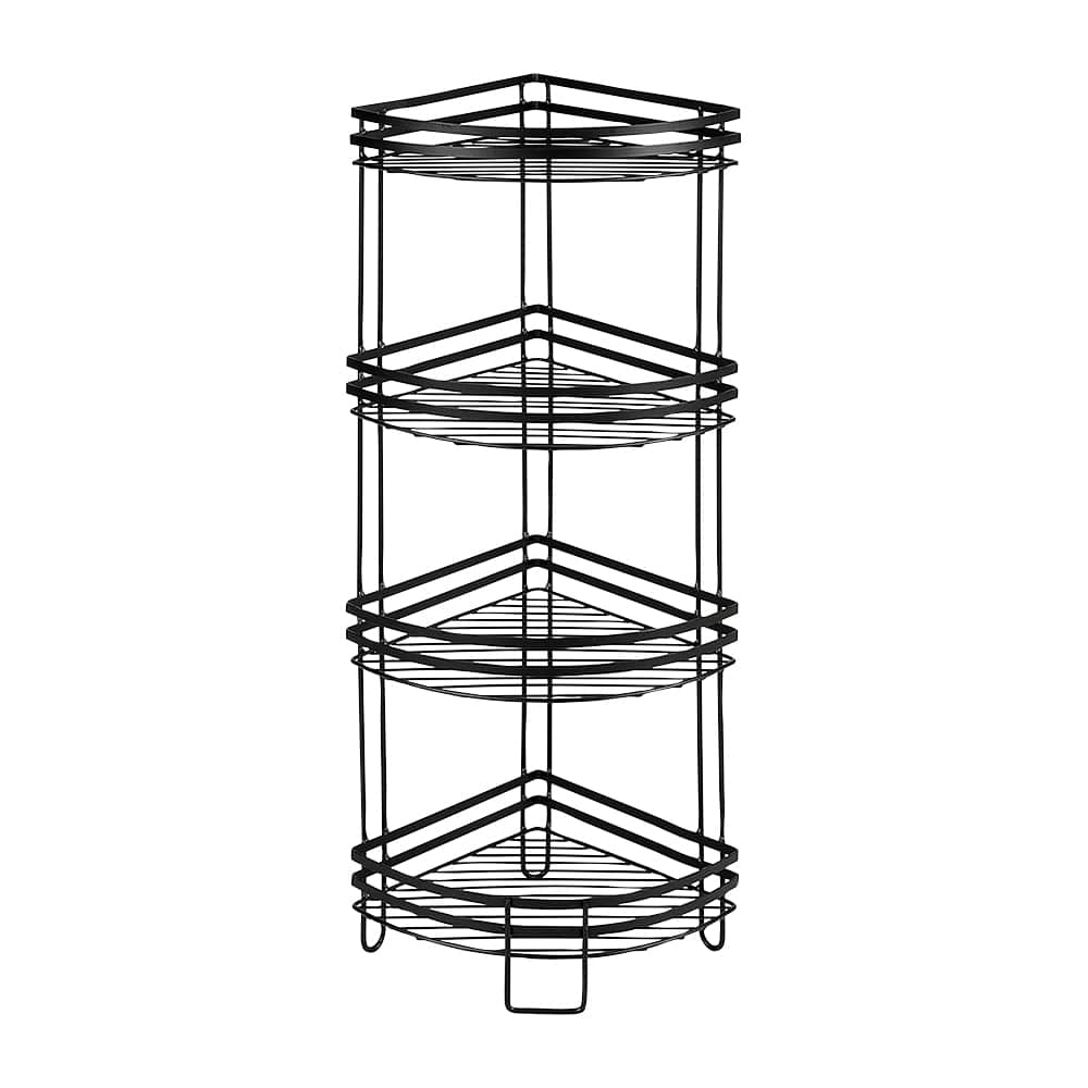 Rangement en coin sur pied 4 tablettes noir