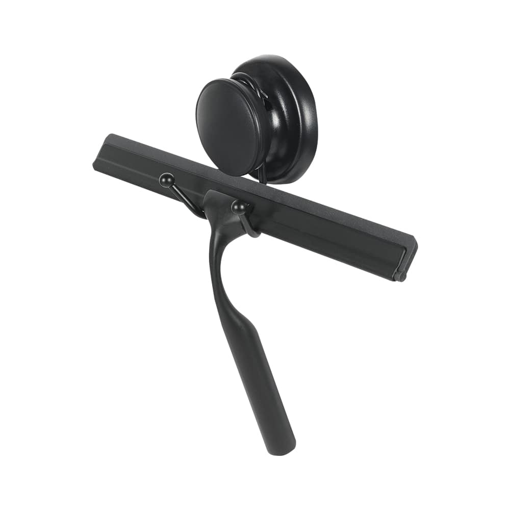 Raclette de douche avec support à ventouse noir 10&nbsp;po