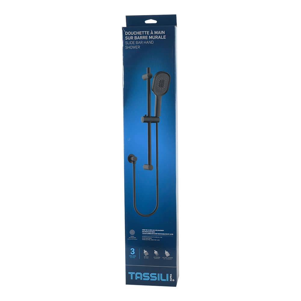TASSILI SUPRA 3-Spray Slide Bar Hand Shower Black