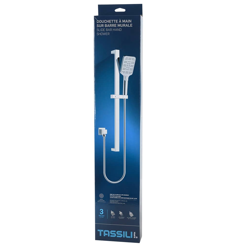 TASSILI SUPRA 3-Spray Slide Bar Hand Shower Chrome