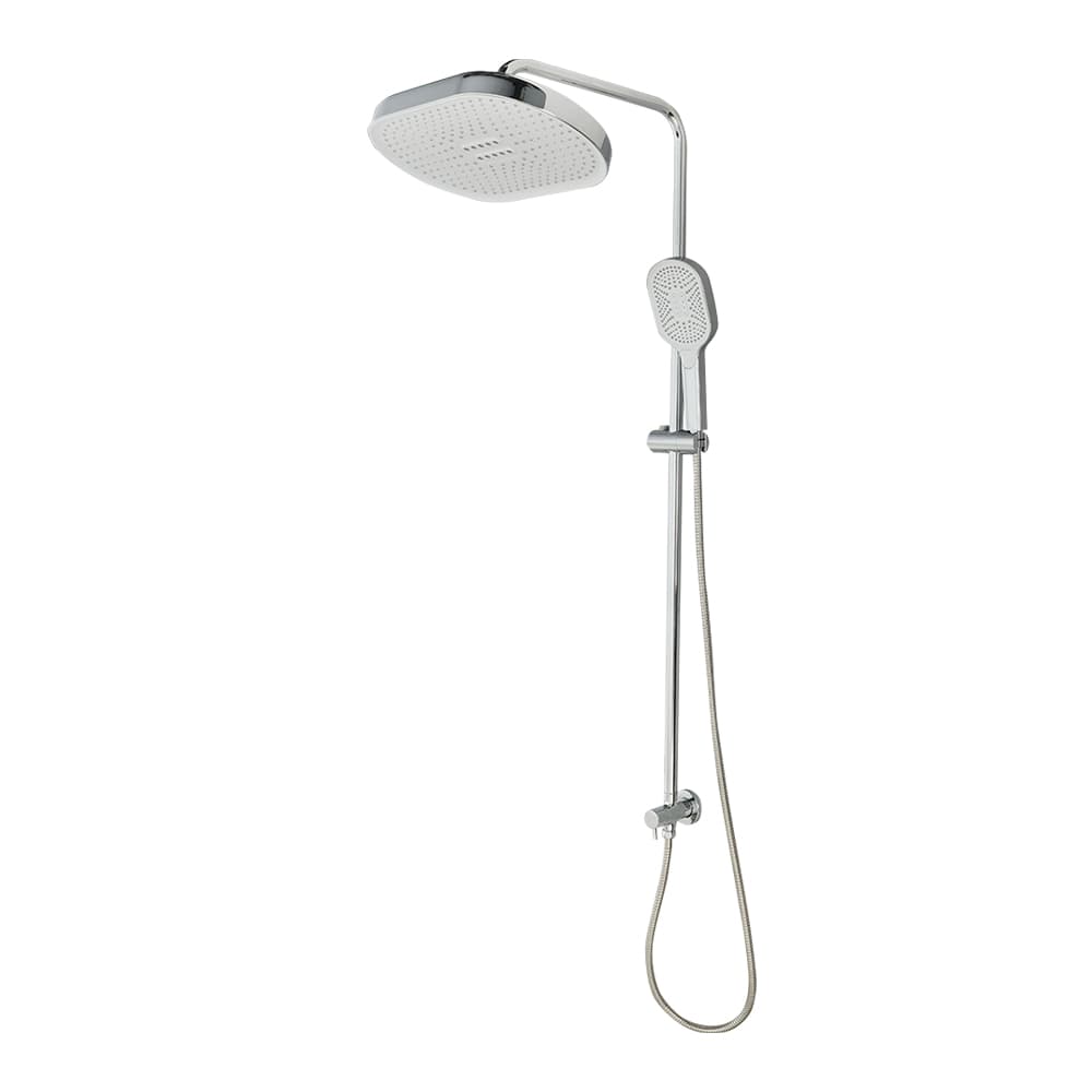 Douchette à main et pommeau de douche pluie sur barre murale chrome TASSILI