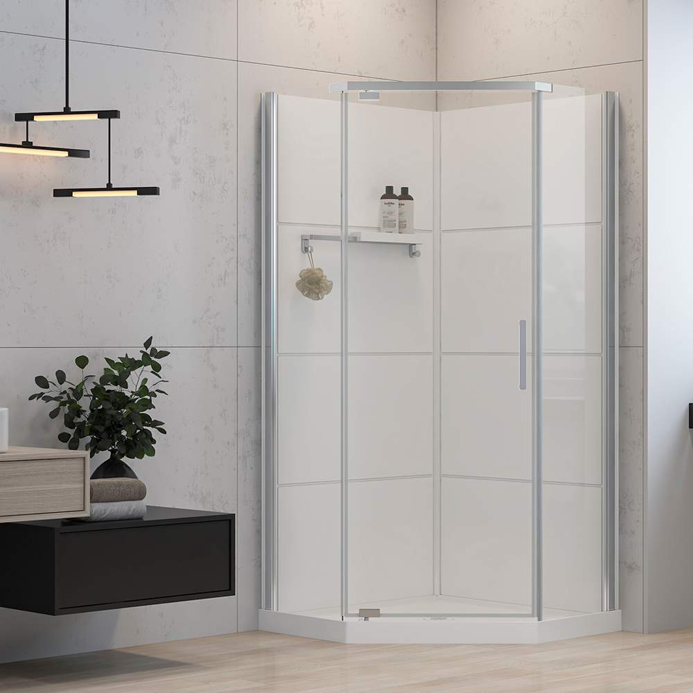 Douche Baikal verre clair finition chrome 38&nbsp;po TASSILI