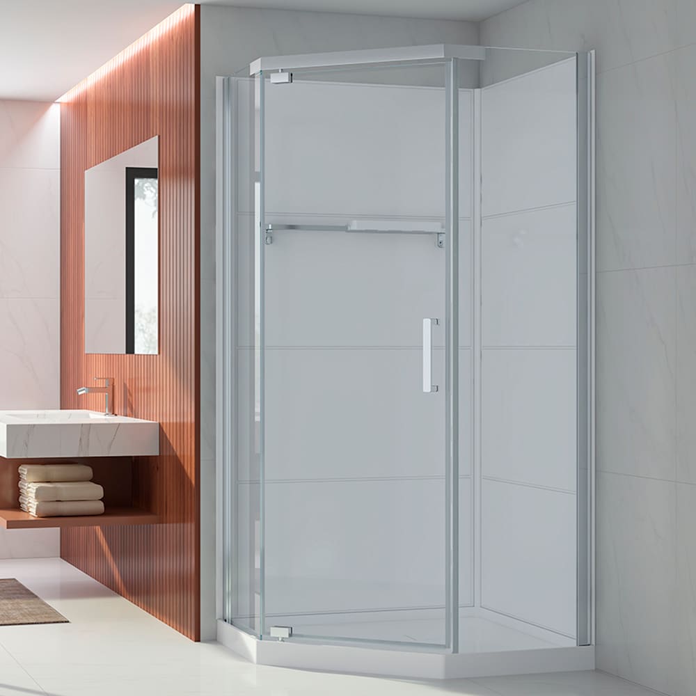 Douche Baikal verre clair finition chrome 38&nbsp;po TASSILI