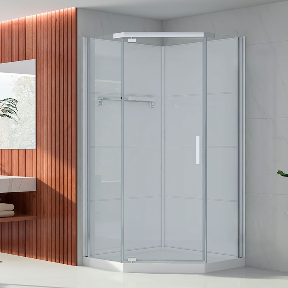 Douche Baikal verre clair finition chrome 38&nbsp;po TASSILI