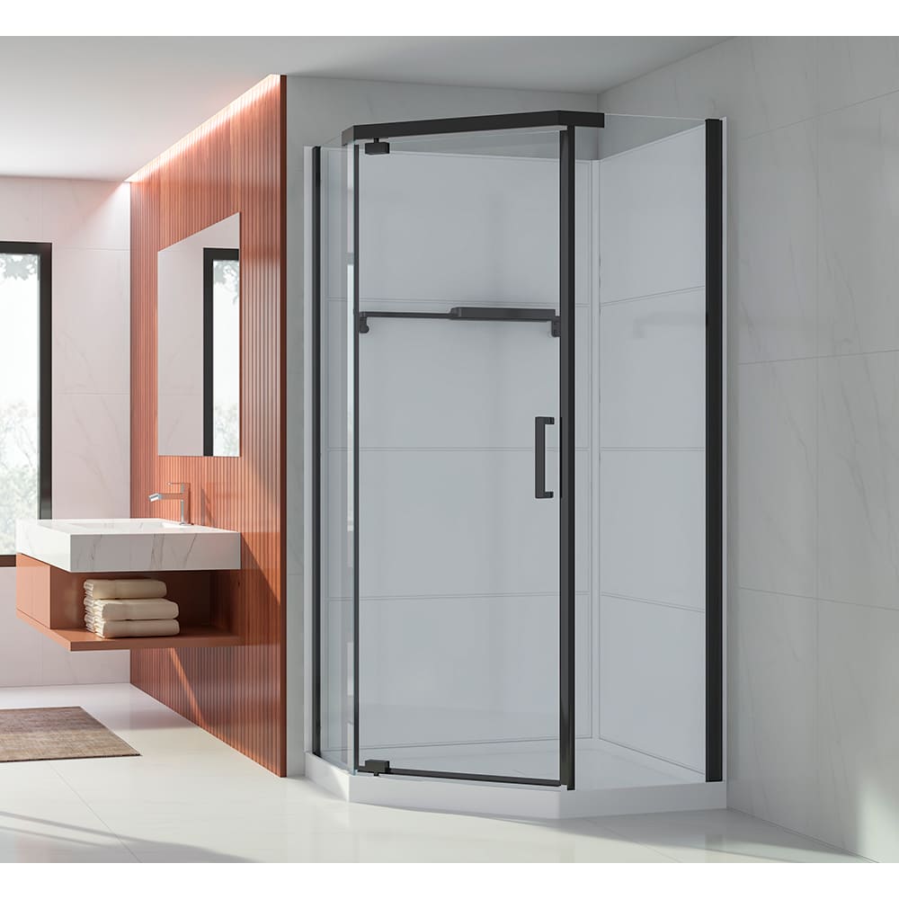 Douche Baikal verre clair finition noire 38&nbsp;po TASSILI