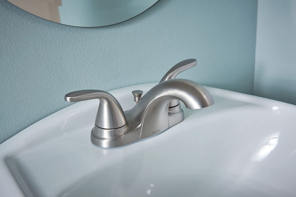 Robinet de lavabo 2 poignées Adler Moen nickel brossé