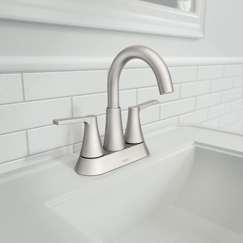 Robinet de lavabo 2 poignées Mikah Moen nickel brossé