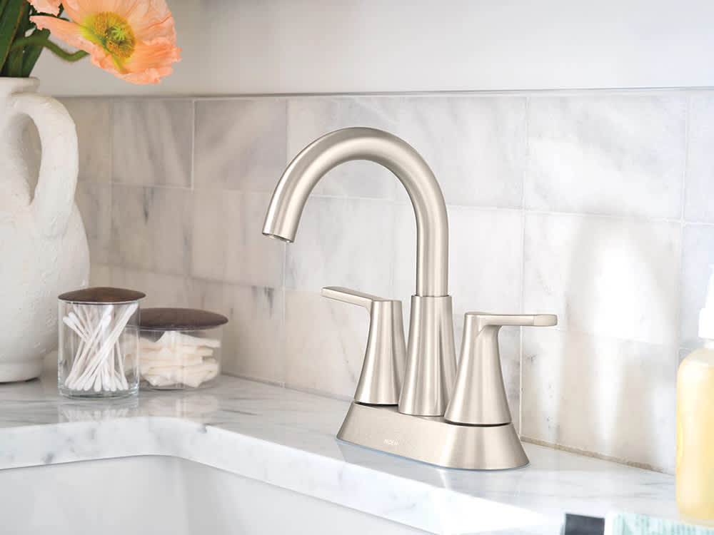 Robinet de lavabo 2 poignées Mikah Moen nickel brossé