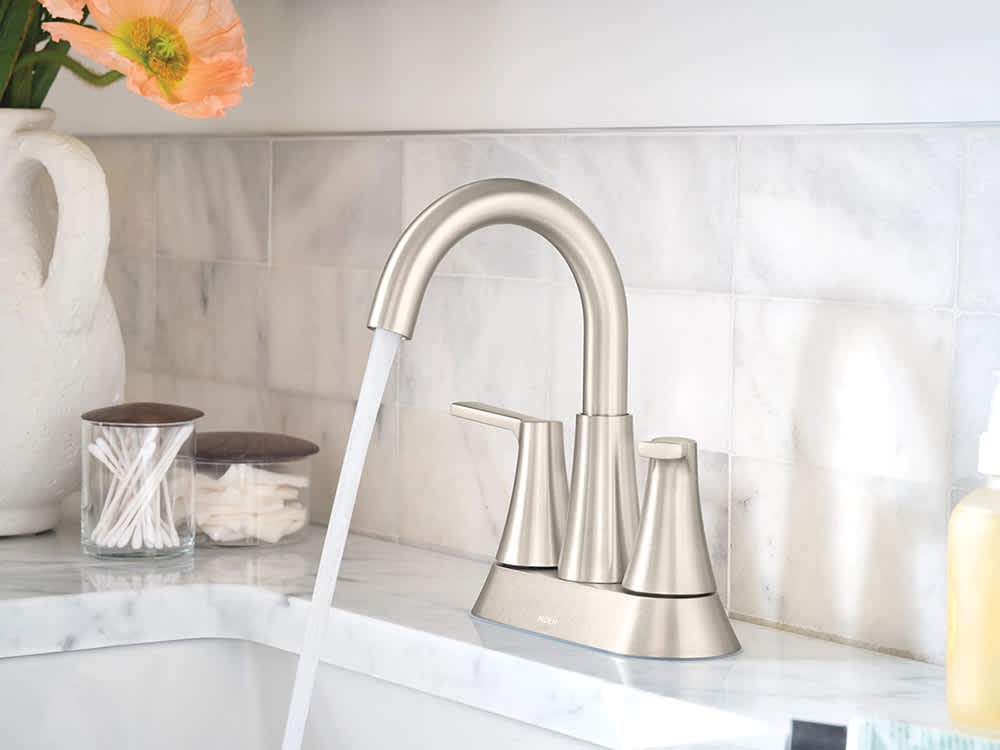 Robinet de lavabo 2 poignées Mikah Moen nickel brossé